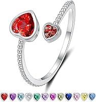 Algopix Similar Product 17 - Prime Items Heart Birthstone Rings for