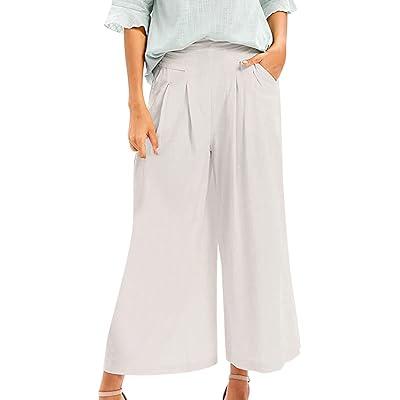 Woman Loose Wide Leg Cropped Pants High Waist Summer