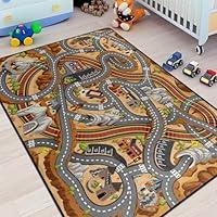 Algopix Similar Product 11 - Kids Rug Mountain Road Playmat Rugs 