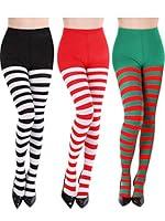 Algopix Similar Product 17 - 3 Pairs Striped Tights Full Footed