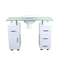Algopix Similar Product 11 - Manicure Table GLASS GLOW WHITE Salon