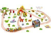 Algopix Similar Product 5 - Pidoko Kids Wooden Train Set  81 Pcs
