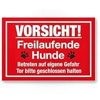 Algopix Similar Product 9 - Vorsicht freilaufende Hunde rot 