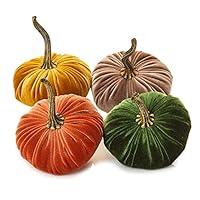 Algopix Similar Product 10 - Small Velvet Pumpkins Set of 4 Includes