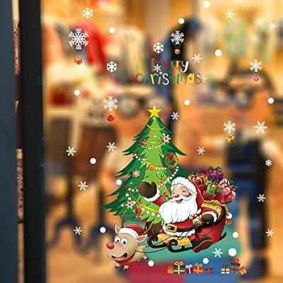 Christmas Decorations Wall Window Stickers Silicone Santa Claus Glass  Stickers Window Door Wall Christmas Decoration for