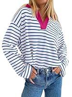 Algopix Similar Product 5 - ZESICA Womens Striped Long Sleeve