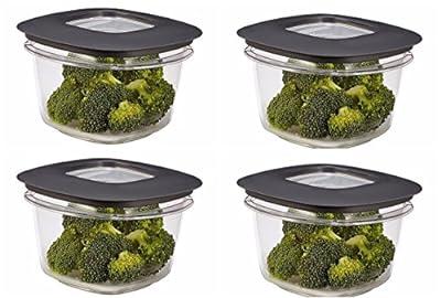 Rubbermaid Premier Food Storage Container, 3 Cup, Grey (4 Pack)