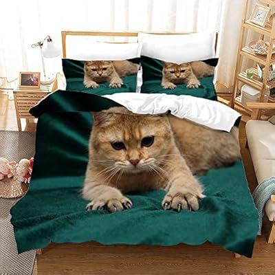 Cats Duvet Cover Set Twin for Boys Girls Cute Animal Printed Bedding Set  Pet Theme Comforter Cover with 1 Pillow Shams Zipper Closure Soft  Microfiber Child Pet Bedspread Cover 