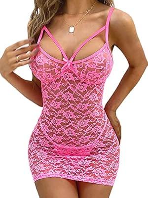 Kaei&Shi Sexy Lace Bodysuit for Women, Floral Lingerie, Adjustable Strap