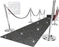 Algopix Similar Product 13 - EZLucky Glitter Black Carpet Runner for