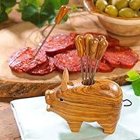 Algopix Similar Product 13 - Olive Wood Pig with Appetizer Forks by