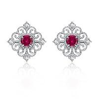 Algopix Similar Product 11 - Small Red Ruby Sterling Silver Stud