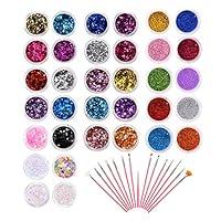 Algopix Similar Product 2 - PHOGARY 34 Pots Glitter Set with 15 PCS