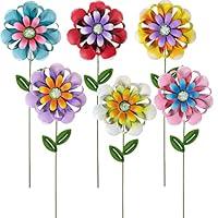 Algopix Similar Product 14 - Metal Flower Garden Stakes 6 Pc Set