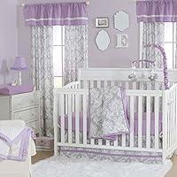 Algopix Similar Product 8 - Grey Damask and Purple 4 Piece Baby