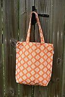 Algopix Similar Product 8 - Orange Retro Cotton Canvas Tote Market