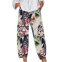 Algopix Similar Product 16 - Womens Linen Crop Pants Casual Summer