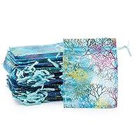 Algopix Similar Product 14 - Small Blue Coral Organza Drawstring