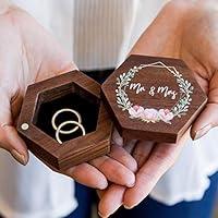 Algopix Similar Product 10 - Floral Mr  Mrs Rotating Ring Box Wood