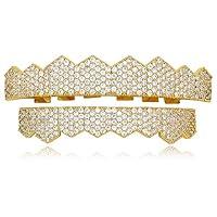 Algopix Similar Product 10 - LuReen 8 Teeth Grillz Gold Diamond CZ