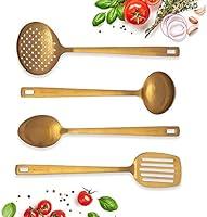 Algopix Similar Product 6 - Matte Gold Serving Utensils Stainless