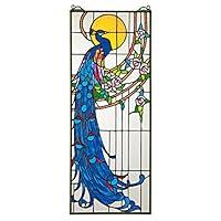 Algopix Similar Product 1 - Stained Glass Panel Peacocks Sunset