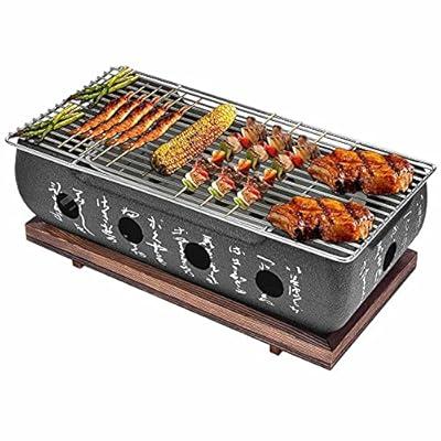 Portable Table Grill, Korean Style BBQ Grill Stainless Steel BBQ Grill  Stove Outdoor Camping Cooker Charcoal Grill BBQ Round Barbecue Grill