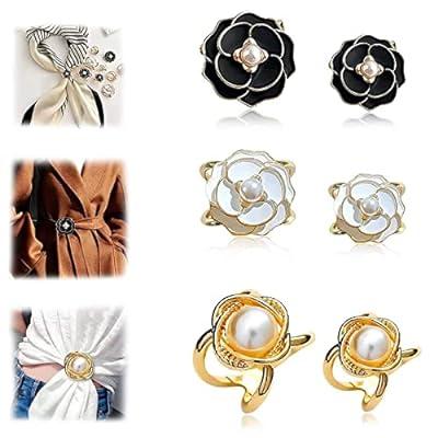 Best Deal for BIERDAN Womens Elegant Pearl Floral Scarf Ring Clip
