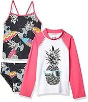 Algopix Similar Product 11 - Spotted Zebra Girls Tankini Rashguard