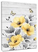 Algopix Similar Product 11 - HVEST Rustic Yellow Floral Wall Art for