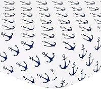 Algopix Similar Product 2 - Navy Blue Anchors Fitted Crib Sheet 