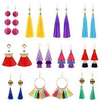 Algopix Similar Product 6 - 11 Pairs Colorful Tassel Earrings