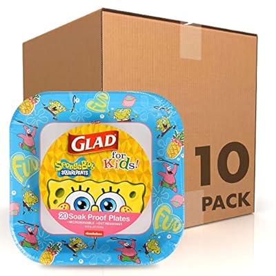  Glad Square Disposable Paper Plates for All Occasions, Soak  Proof, Cut Proof, Microwaveable Heavy Duty Disposable Plates