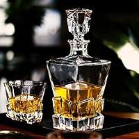 Transparent Creative Whiskey Decanter Set Bottle with 2 Wine