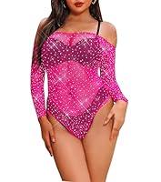 Algopix Similar Product 17 - LUCKELF Womens Black Fishnet Bodysuit