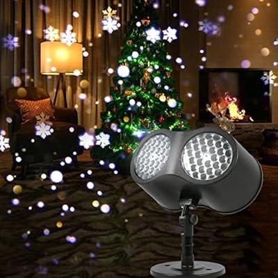 Christmas Snow Projector Lights, IP65 Waterproof Outdoor Snowflake LED  Projector, Rotating White Snow Falling Projection Lamp for Halloween Xmas  New