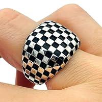 Algopix Similar Product 11 - Mens Handmade Silver Ring Checkers
