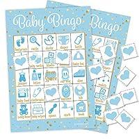 Algopix Similar Product 16 - Blue and Gold Boy Baby Shower Bingo