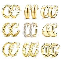 Algopix Similar Product 4 - YADOCA 9 Pairs Gold Clip on Earrings