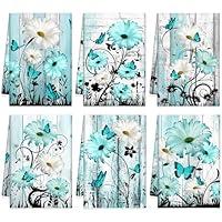 Algopix Similar Product 18 - Breling Set of 6 Teal Daisy Kitchen