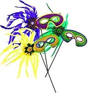 Algopix Similar Product 8 - Feather Mardi Gras Masquerade Masks Set