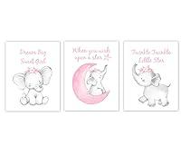 Algopix Similar Product 12 - Pink Elephant Baby Girl Nursery Decor
