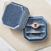 Algopix Similar Product 3 - Blue Velvet Double Ring Box for 2 Rings