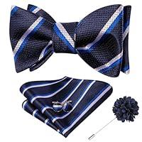 Algopix Similar Product 10 - Dubulle Mens Navy Blue Stripe Bow Tie