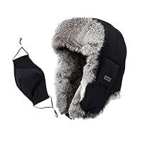 Algopix Similar Product 17 - Unisex 100 Rabbit Fur Trapper Ushanka