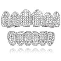 Algopix Similar Product 12 - LuReen Diamond CZ Teeth Grillz Gold
