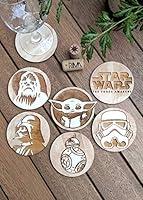 Algopix Similar Product 3 - Set of 6 Star Wars Wood Coasters  Baby