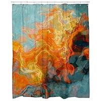 Algopix Similar Product 19 - Abstract art shower curtain in orange