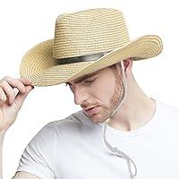 Algopix Similar Product 5 - Cowboy Straw Sun Hat for Men UPF 50