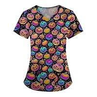 Algopix Similar Product 5 - Womens Scrub Top Halloween A Mazo N